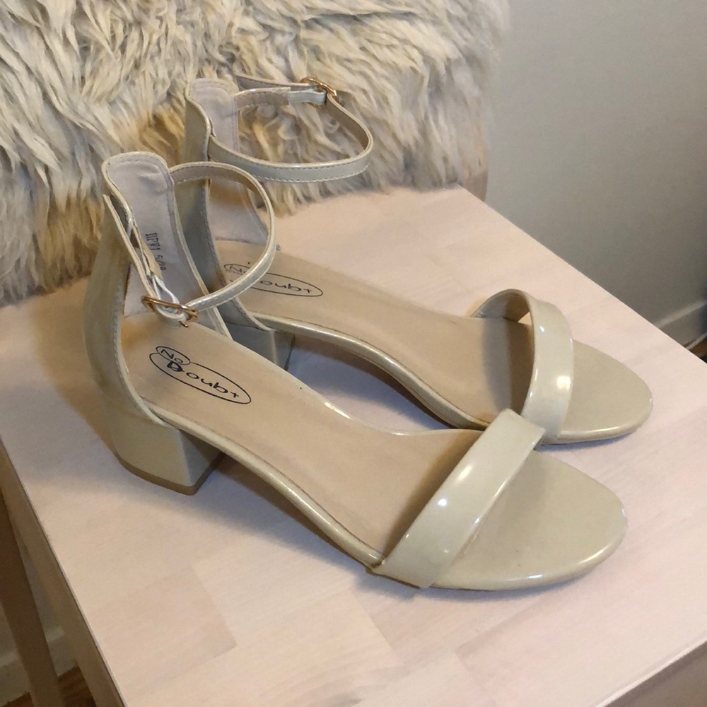 Nude Strappy Sandals with Block Heel